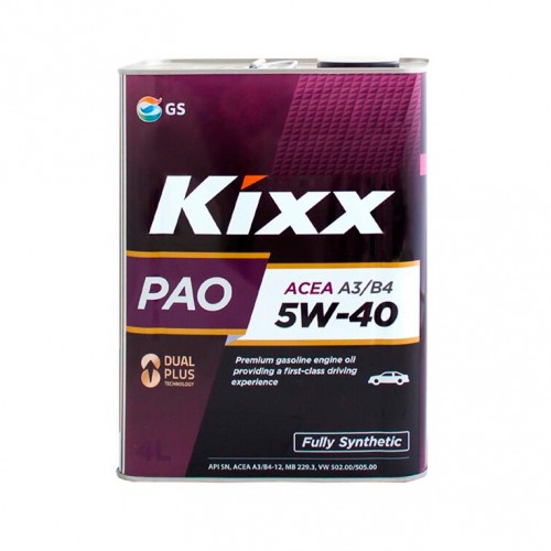 Масло моторн. KIXX PAO 5W-40 SN ACEA:A3/B4 MB:229.3;VW:502/ 505 синт. (метал.) 4